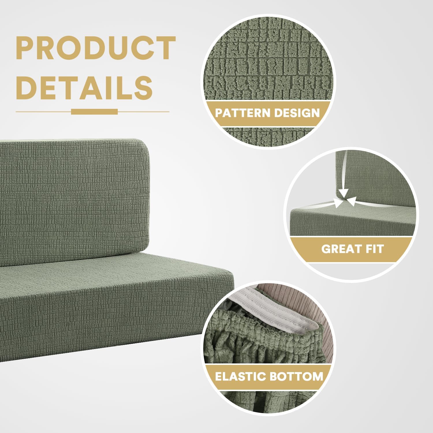 100% Waterproof RV Dinette Cushion Covers Booth Set Elastic Camper Replacement Couch Washable Jacquard Crizzle Pattern (2 Backrest Cover & 2 Bench Cover, Seagrass) Seagrass - Image 4