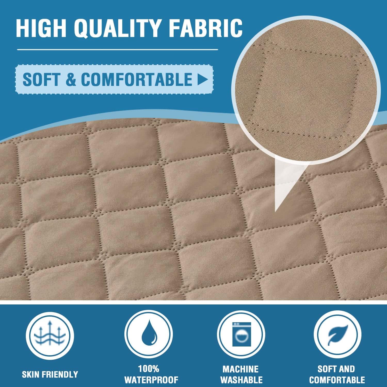 Sofa Cover, 100% Waterproof Slipcover Furniture Protector, Washable Couch Cover with Non-Skid Backing and Elastic Straps for Kids, Dogs, Pets(Sofa, French Oak) Oak - Image 5