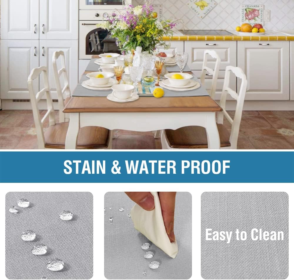 Linen Placemats Set of 4 Premium Solid Table for Dining Spill-Proof Waterproof Mats Heat-Resistant Kitchen Washable, 12x18 inches, Grey Gray - - Image 3