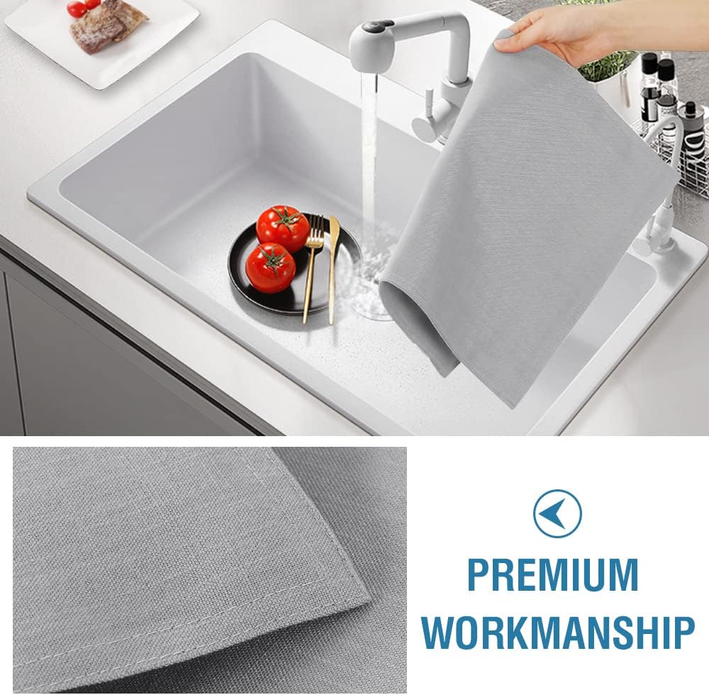 Linen Placemats Set of 4 Premium Solid Table for Dining Spill-Proof Waterproof Mats Heat-Resistant Kitchen Washable, 12x18 inches, Grey Gray - - Image 5