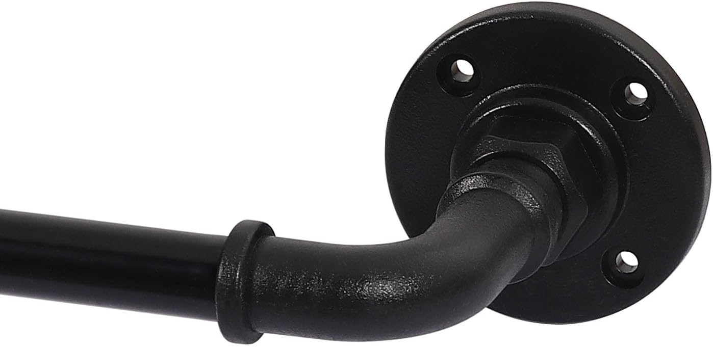 Wrap Around Curtain Rods for Windows 16.2 to 106.2 Inch, 3/4 Inch Diameter Industrial Telescoping Rod, Splicing Adjustable Indoor/Outdoor, Black 16.2