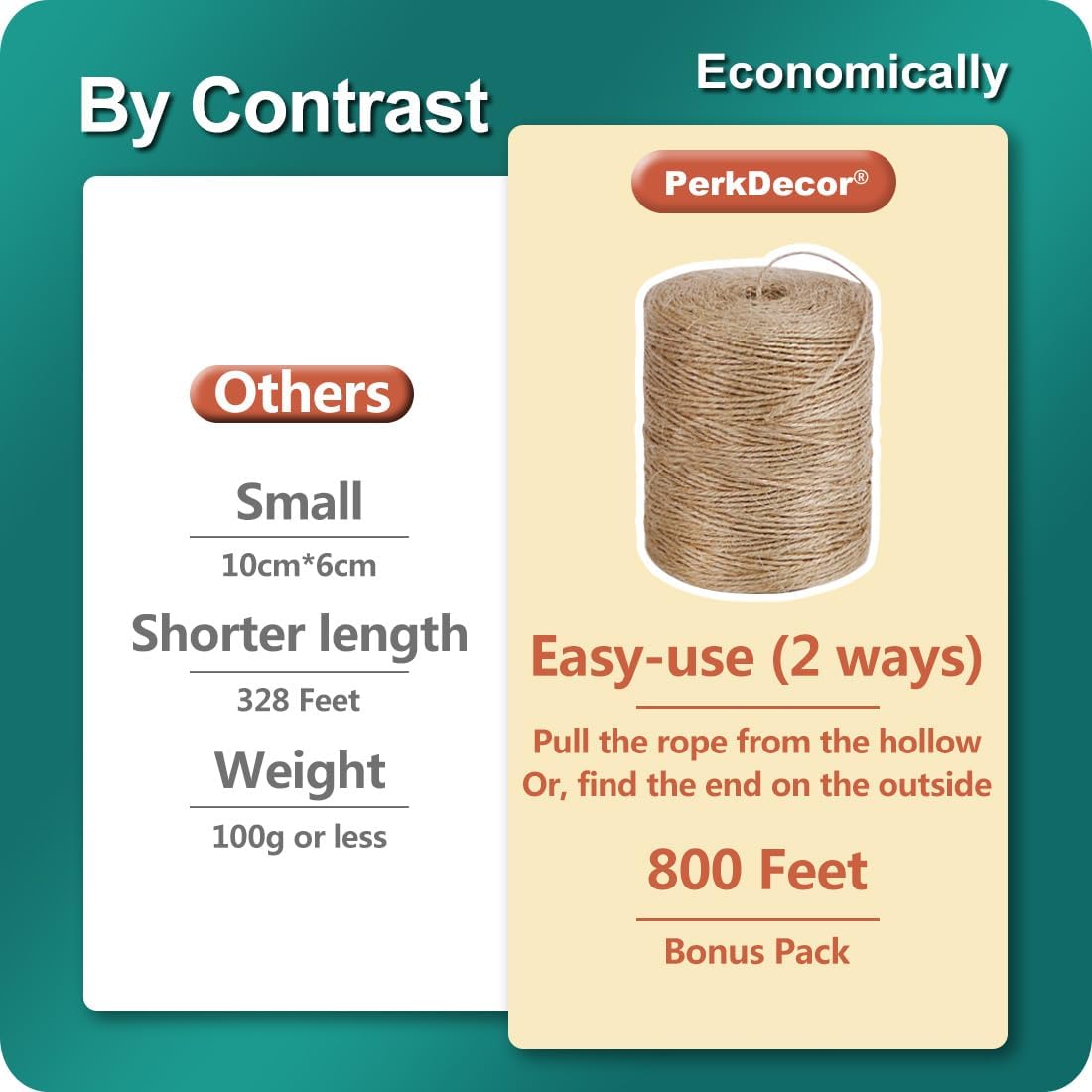2Pack 2mm Natural Jute Twine String 1600 Feet Long for Crafting Gardening Gift Wrapping Macrame DIY Home Decor (Brown-800Feet/Roll) ( * 800 ) / Pc 2 Pcs - Image 3