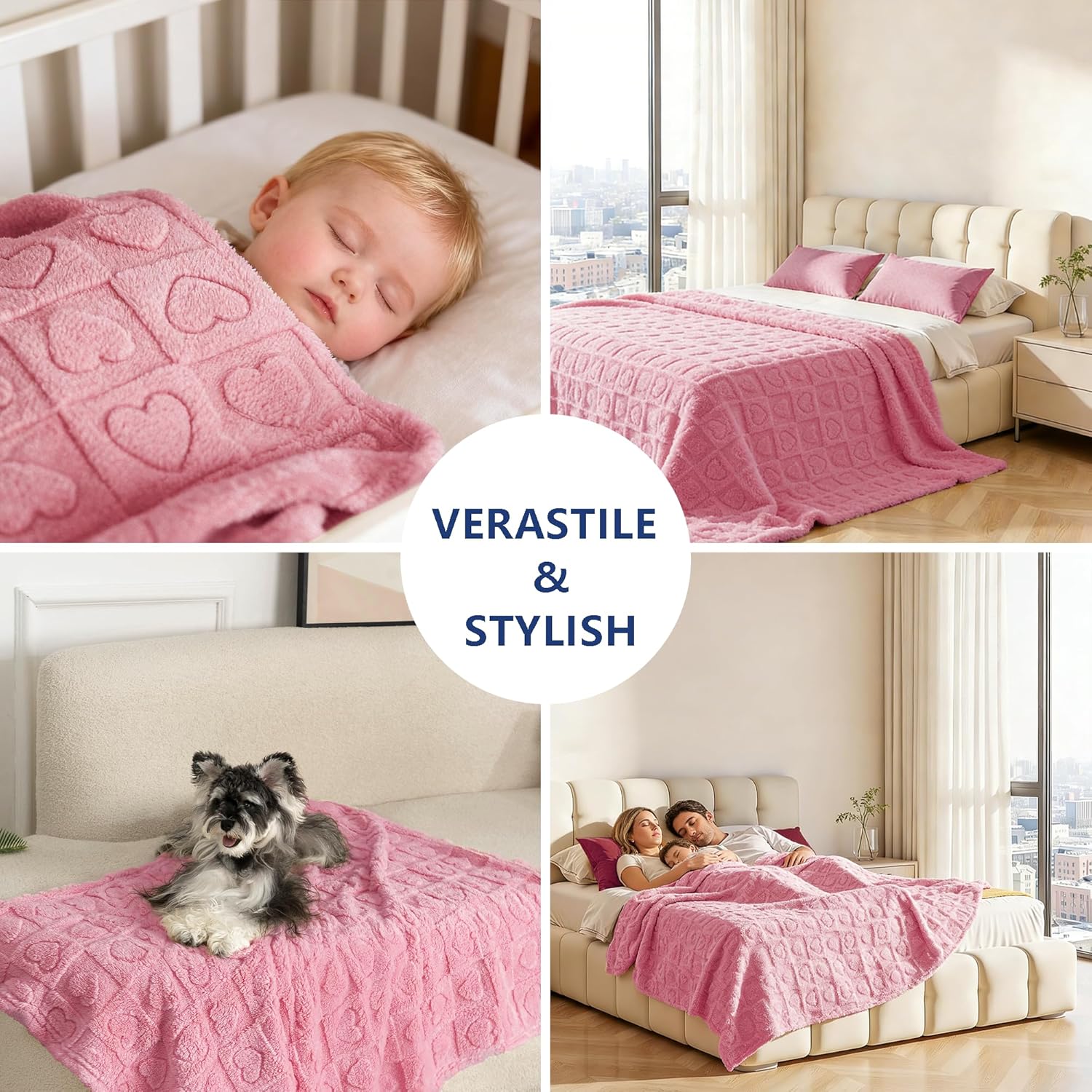 Pet Blanket for Dogs Cats, Ultra Soft Fuzzy Fleece 300GSM, Washable Small Dog Blanket, Premium Plush Puppy Bed Cover Couch, Calming Cat Crate Mat (Pink, 25x35) Pink 25x35
