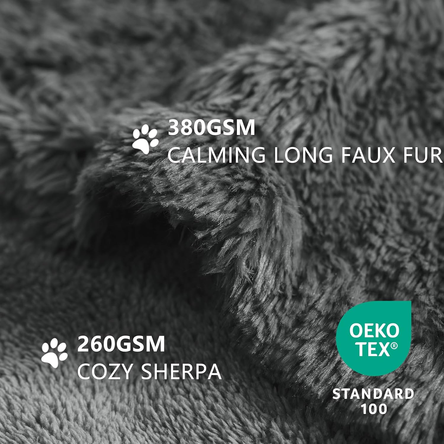 Waterproof Dog Blanket for Couch & Furniture Protection - Super Soft Reversible Throw Large Dogs Cats, Calming Washable Fur Sherpa Pet (50x60 Inch, Grey) Grey 50x60 Inch (Pack of 1) - Image 3