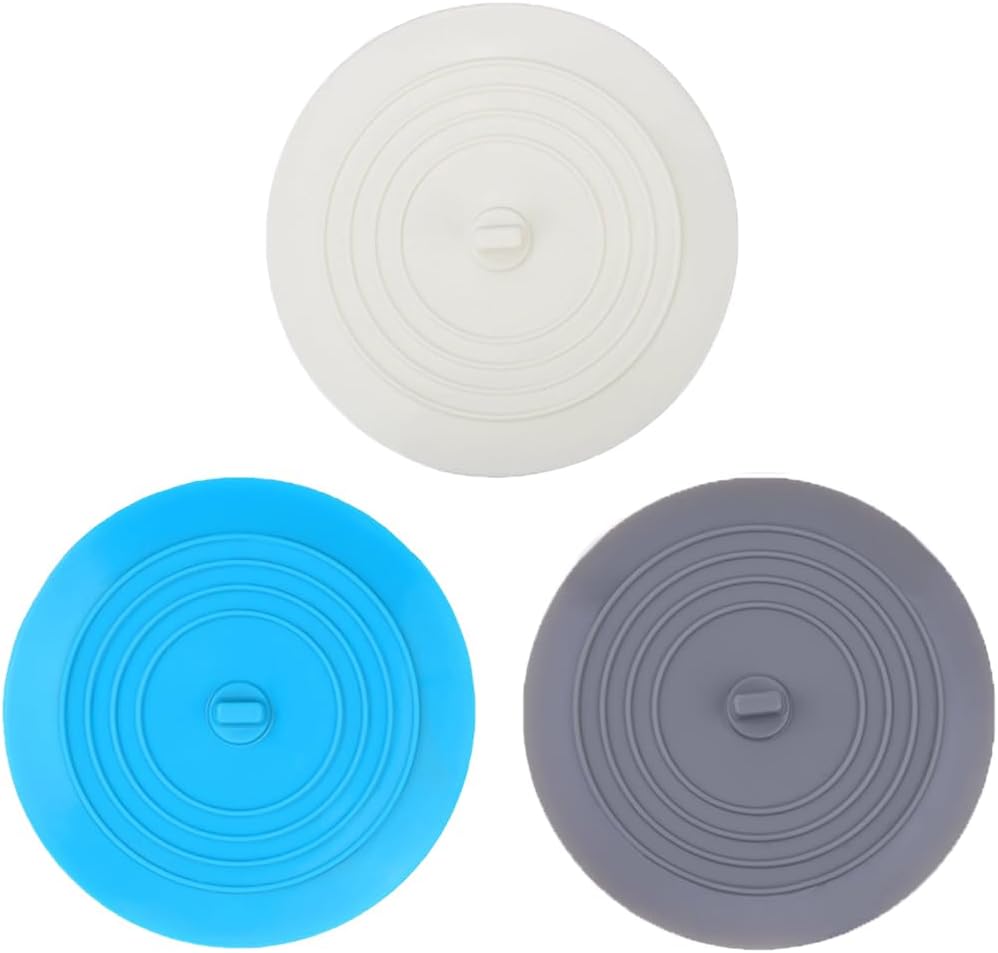 Bathtub Drain Stopper 3 Pack,  5inch Tub Cover, Silicone Bath Plug Essentials Flat Suction for Kitchen Bathroom Laundry Accessories - - Image 1