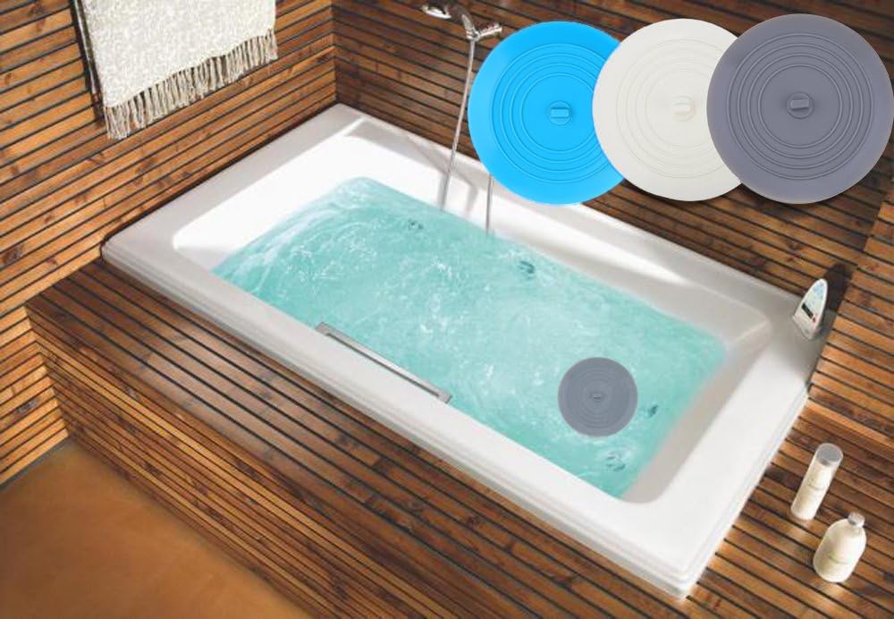 Bathtub Drain Stopper 3 Pack,  5inch Tub Cover, Silicone Bath Plug Essentials Flat Suction for Kitchen Bathroom Laundry Accessories - - Image 3