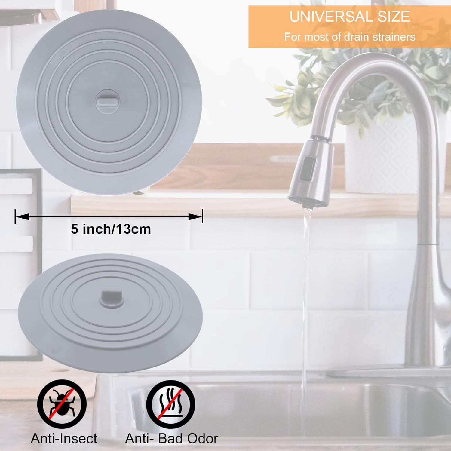 Bathtub Drain Stopper 3 Pack,  5inch Tub Cover, Silicone Bath Plug Essentials Flat Suction for Kitchen Bathroom Laundry Accessories - - Image 4