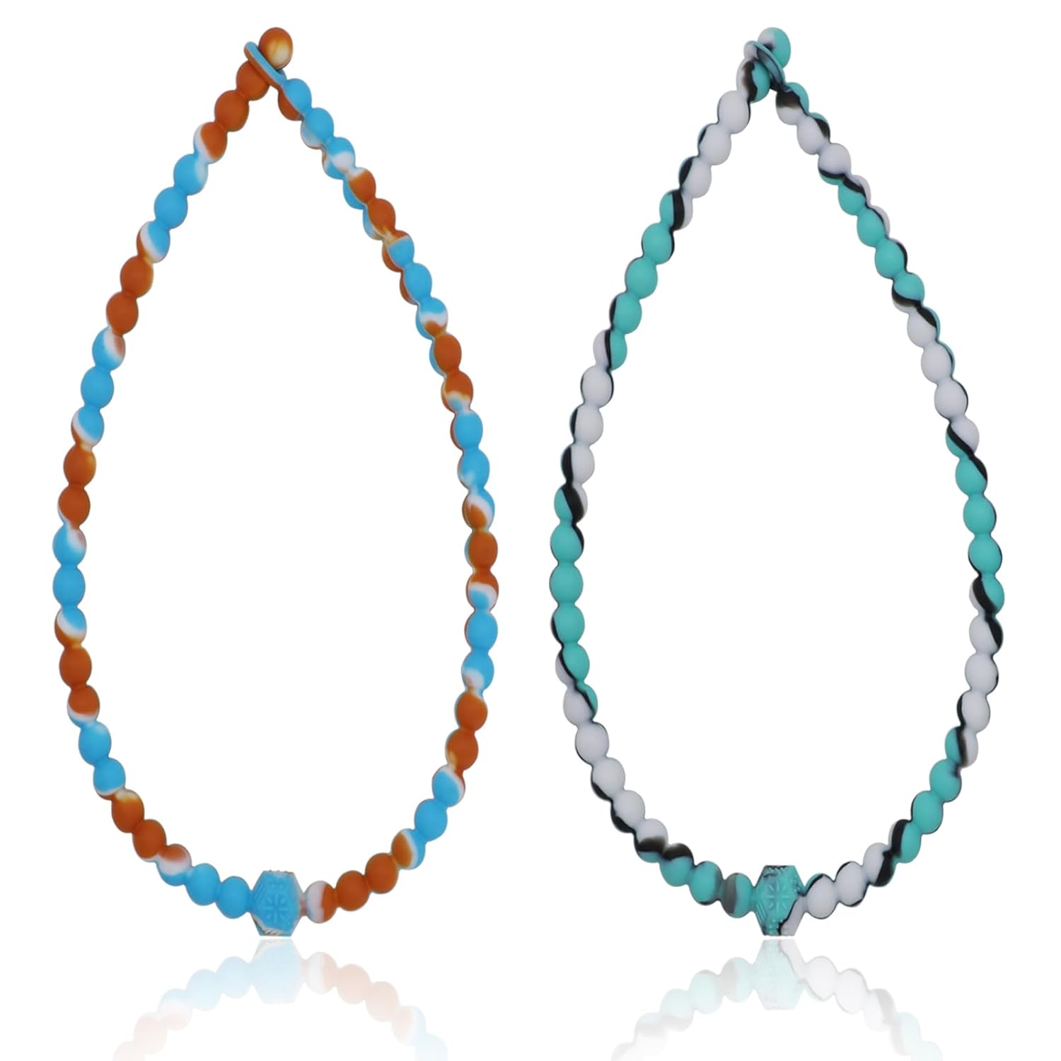 Chew Necklaces for Sensory Kids, 2 Pack Chewy Necklace Toys Reduces Stress and Anxiety, Kids with ADHD, Autism, SPD Tie-dye Orange green - - Image 1