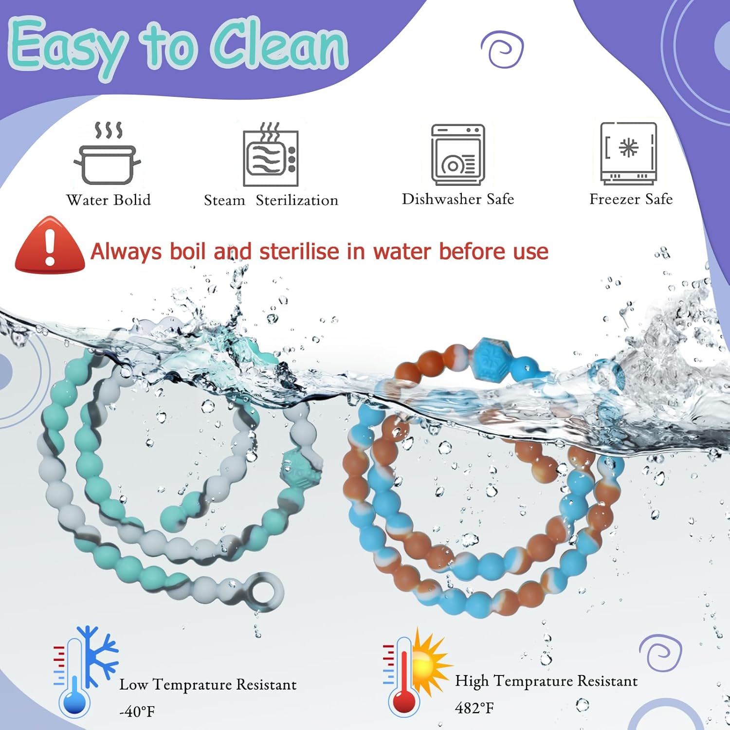Chew Necklaces for Sensory Kids, 2 Pack Chewy Necklace Toys Reduces Stress and Anxiety, Kids with ADHD, Autism, SPD Tie-dye Orange green - - Image 7