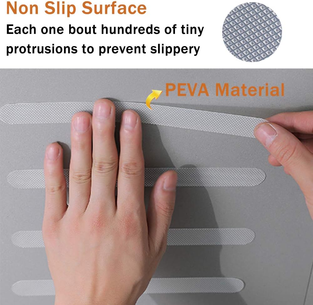 30 PCS Non Slip Shower Stickers, Safety Adhesive Strips Treads for Bathroom Floor Tub Stairs Ladders Pools Boats, Bathtub Appliques Adults & Kids with Scraper (Clear) Clear - - Image 3