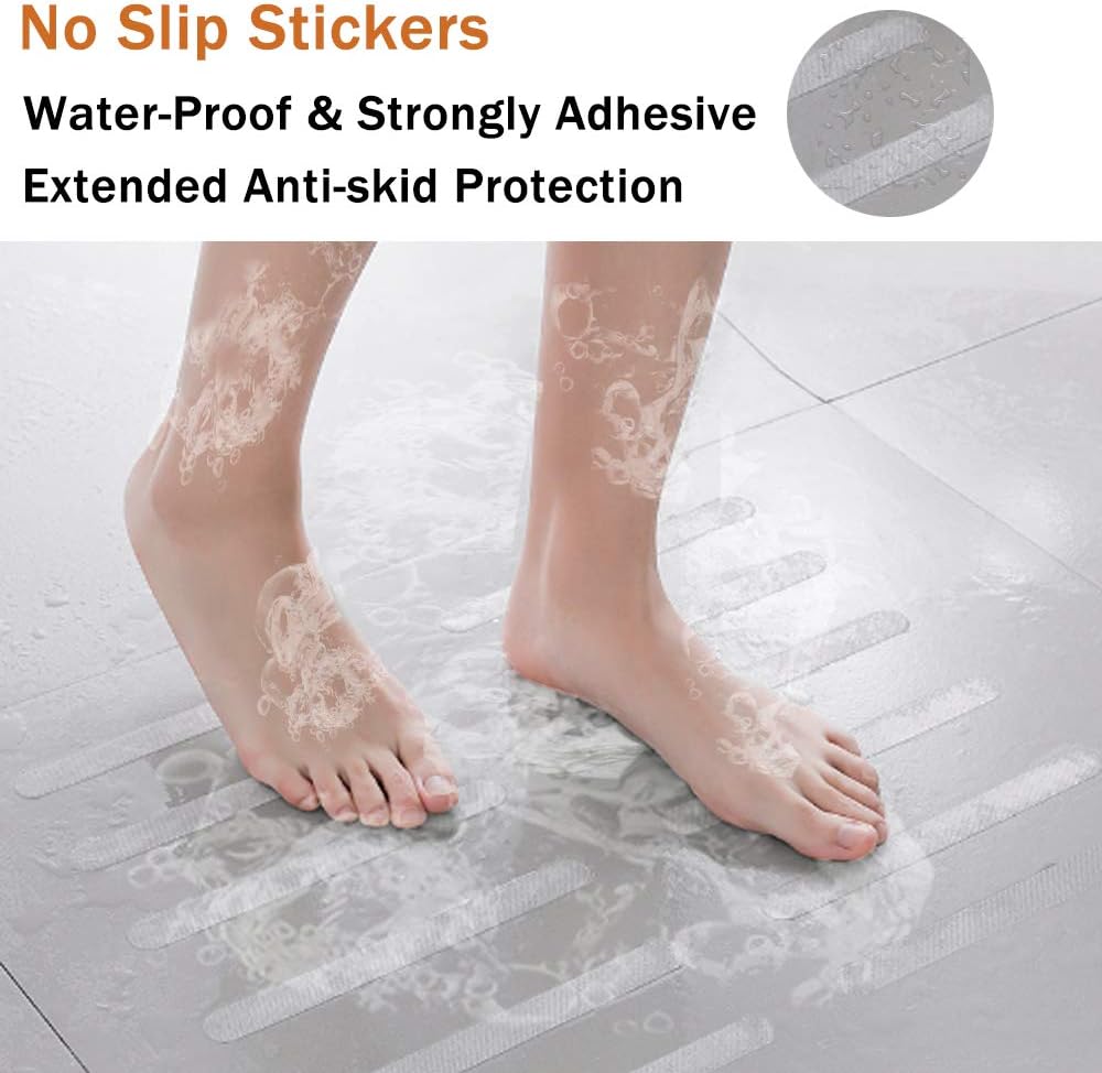 30 PCS Non Slip Shower Stickers, Safety Adhesive Strips Treads for Bathroom Floor Tub Stairs Ladders Pools Boats, Bathtub Appliques Adults & Kids with Scraper (Clear) Clear - - Image 4