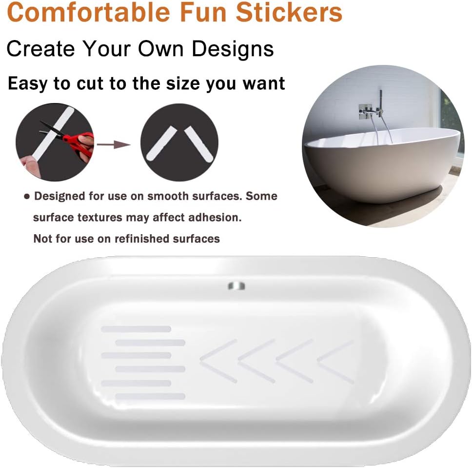 30 PCS Non Slip Shower Stickers, Safety Adhesive Strips Treads for Bathroom Floor Tub Stairs Ladders Pools Boats, Bathtub Appliques Adults & Kids with Scraper (Clear) Clear - - Image 5