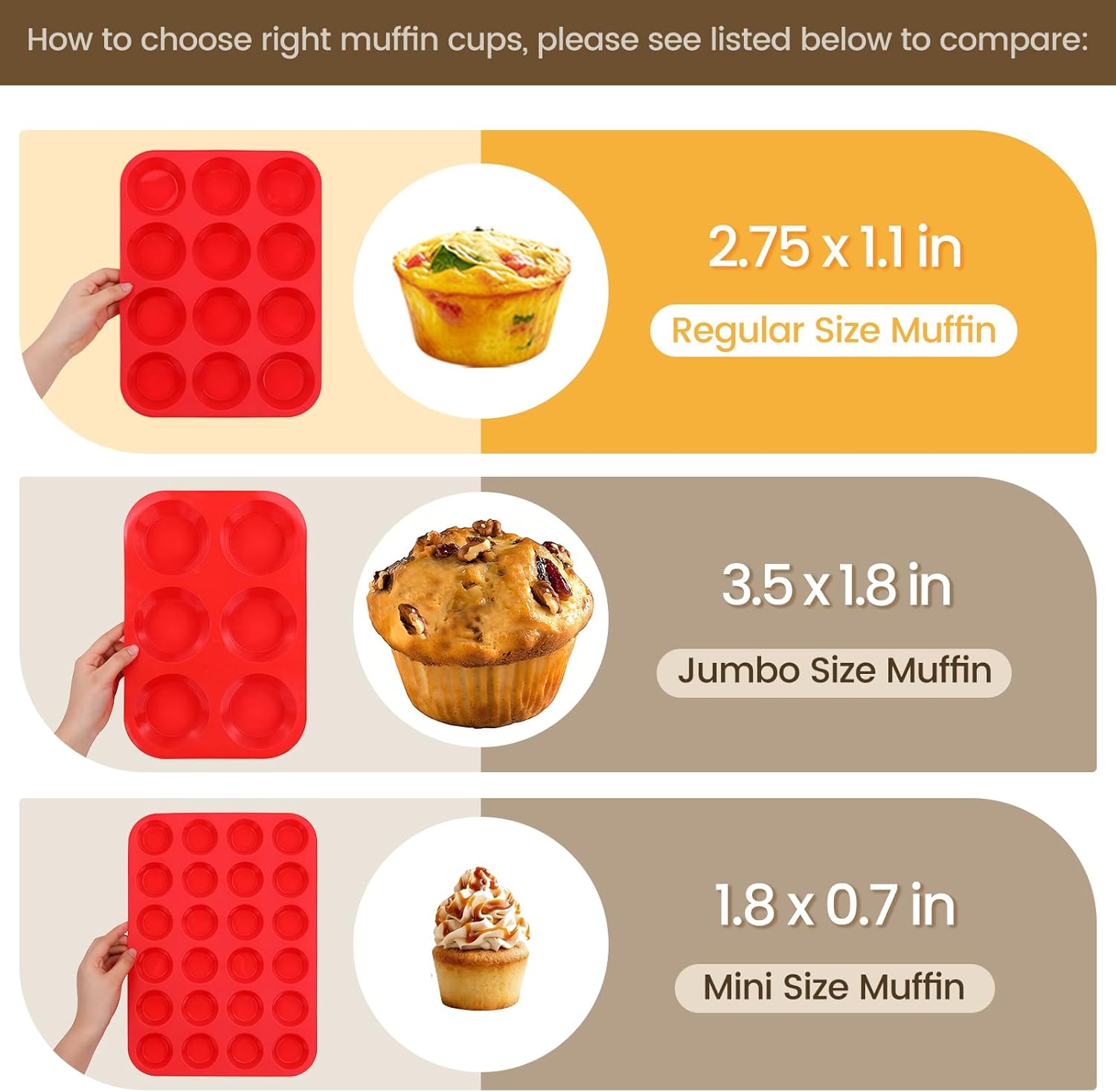 12 Cups Silicone Muffin Pan - Nonstick Cupcake 1 Pack Regular Size Mold for Baking 1pc: 12-Cup - Image 2