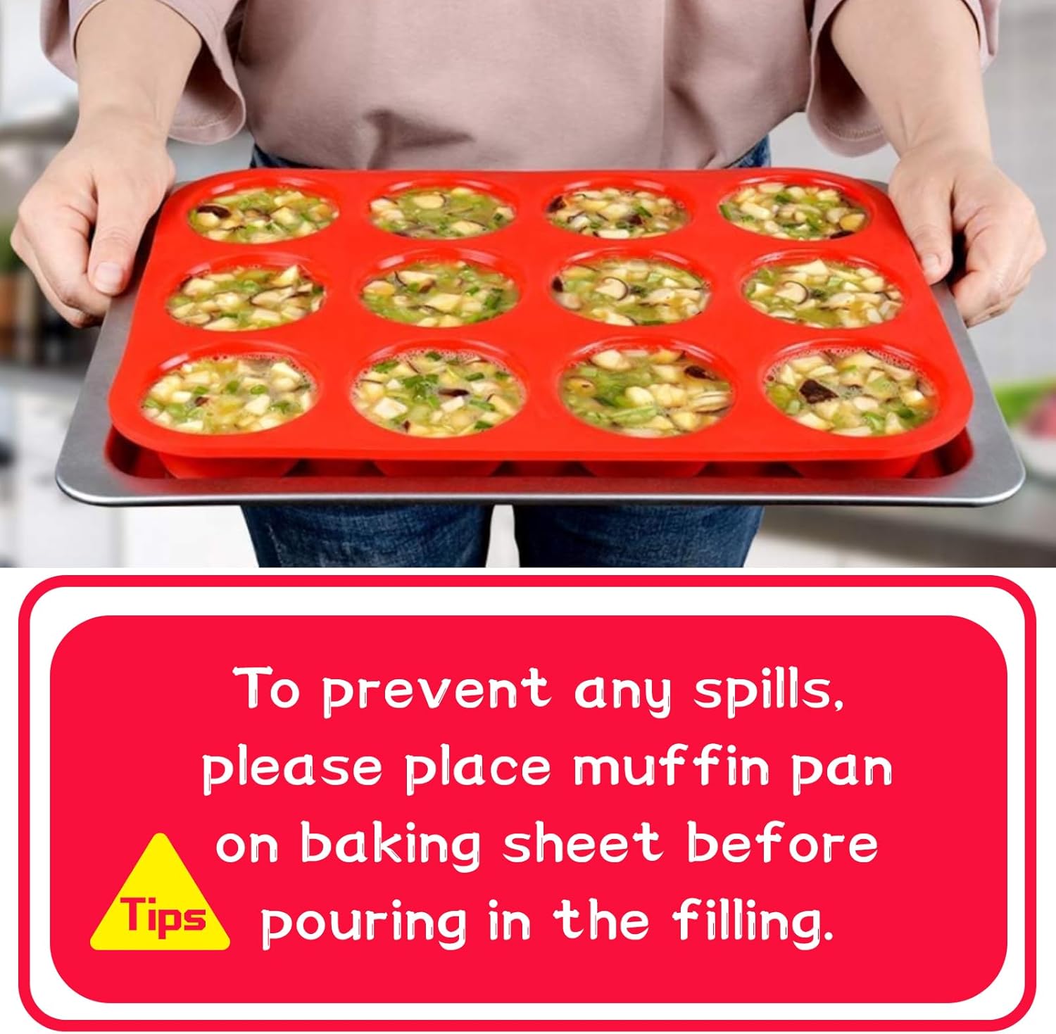 12 Cups Silicone Muffin Pan - Nonstick Cupcake 1 Pack Regular Size Mold for Baking 1pc: 12-Cup - Image 6