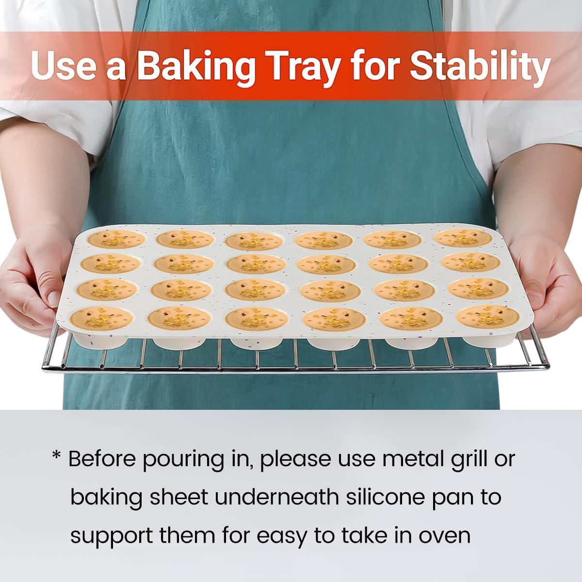 Silicone Mini Muffin Pan, 24 Cups Nonstick Cupcake Pan for Baking Muffin, Cupcake, Egg Bites, Fat Bomb, 1 Pack Confetti - 1pc: 24-Cup - Image 5