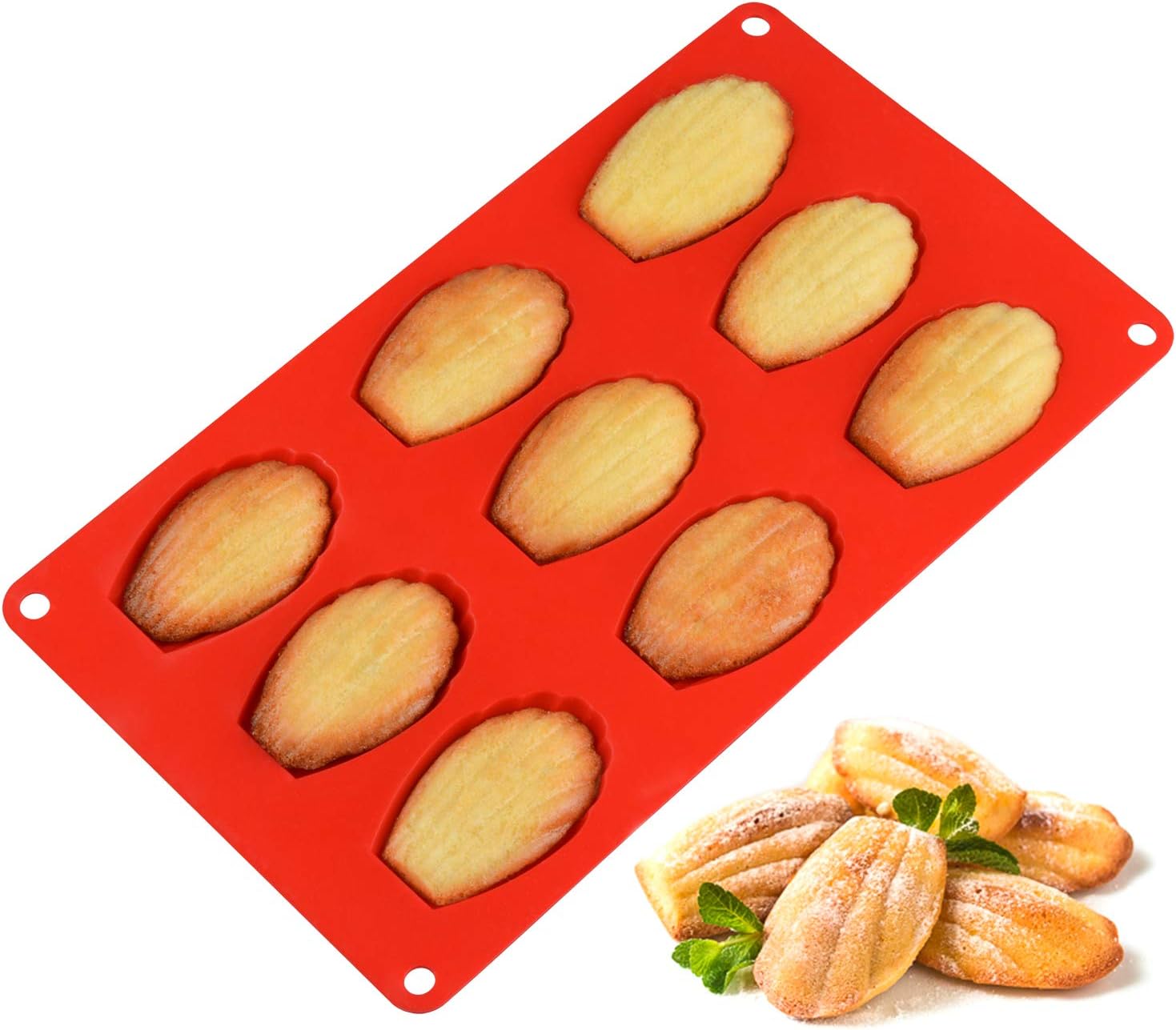 Silicone Madeleine Pans - 9 Cups Mold for Small Cake, Chocolate, Cookies Pack of 2 - Image 2