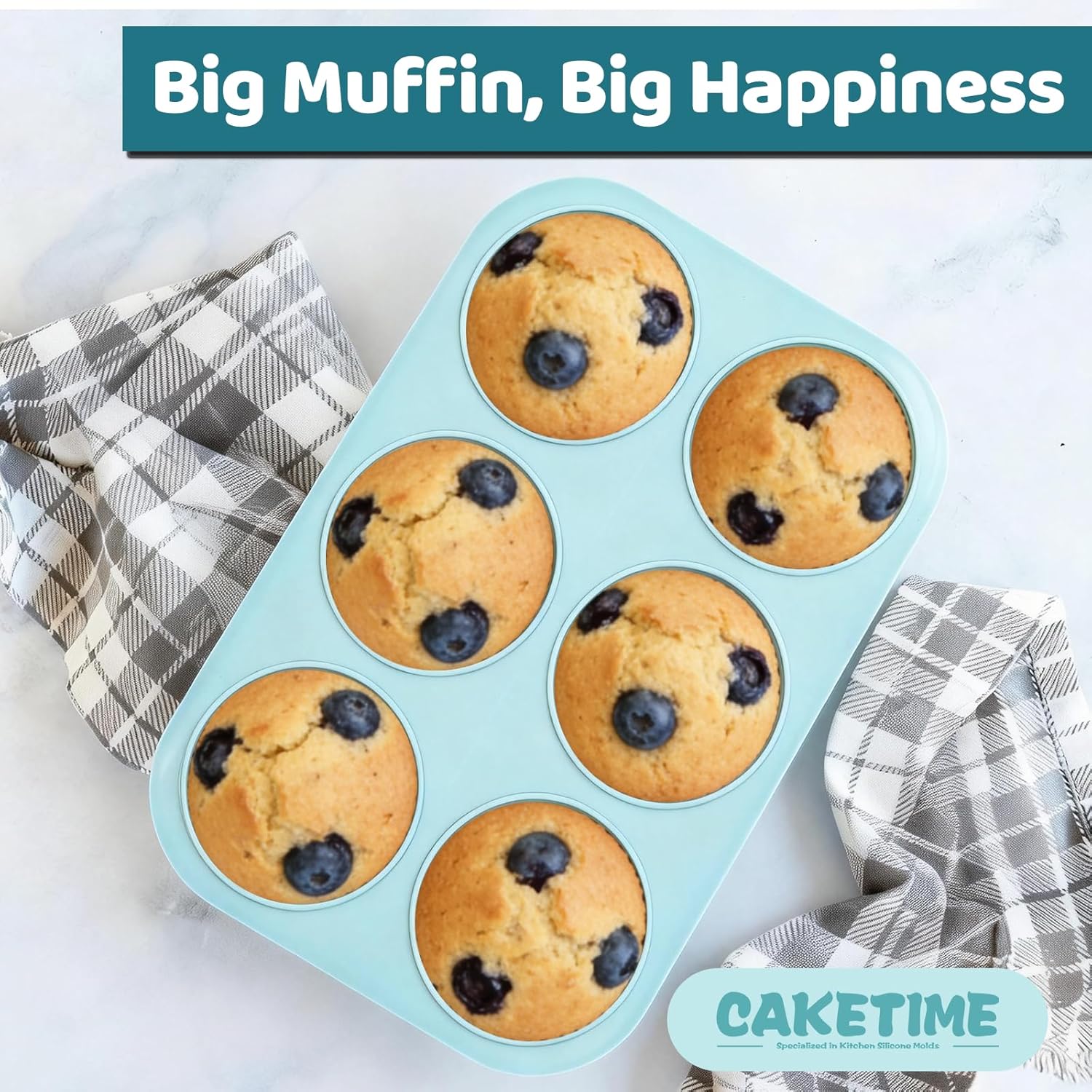Jumbo Muffin Pan, 6 Cup Silicone 3.5 Inch Large Tin for Baking Giant Homemade Muffins, Cupcakes, Frittatas Non Stick - - Image 8