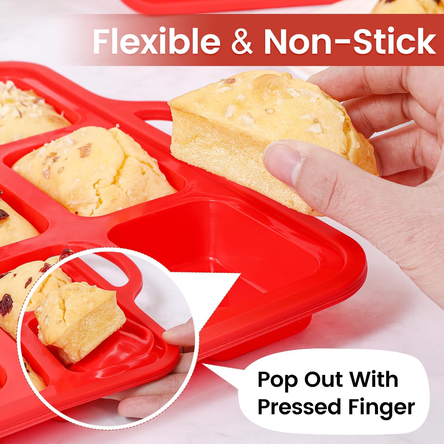 Mini Muffin Pan with Metal Reinforced Frame 24 Cups & Silicone Loaf 12 Cavities - - Image 8