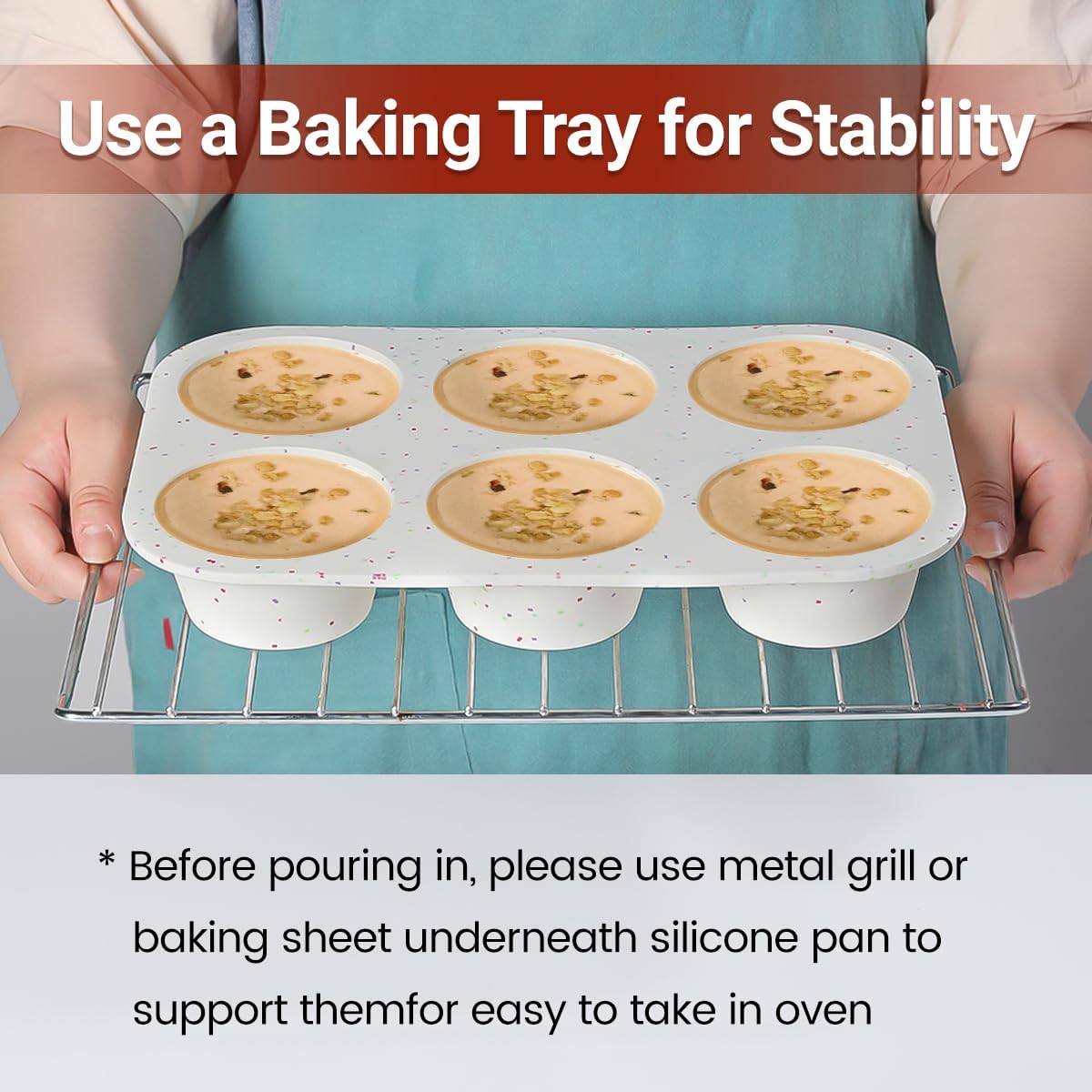 Silicone Jumbo Muffin Pan 6 Cups & Regular Size 12 - - Image 4