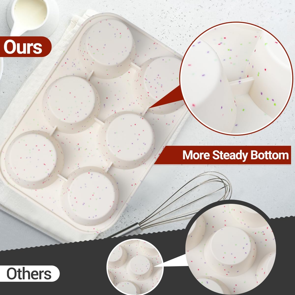 Silicone Jumbo Muffin Pan 6 Cups & Regular Size 12 - - Image 6