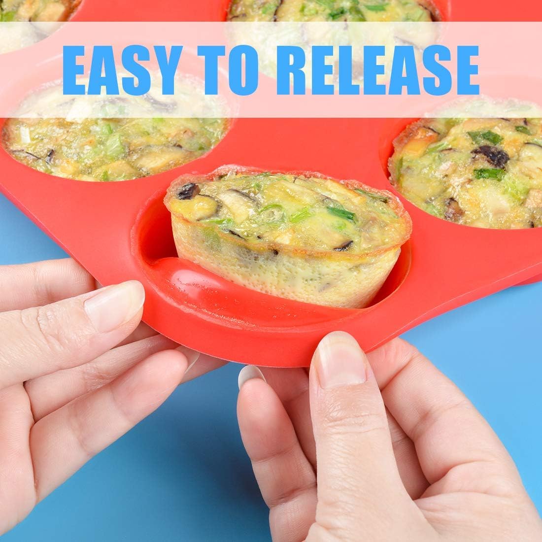 Silicone Muffin Pan Nonstick Cupcake ＆ Metal Reinforced Frame Regular Size Pans Tray for Baking BPA Free - - Image 6
