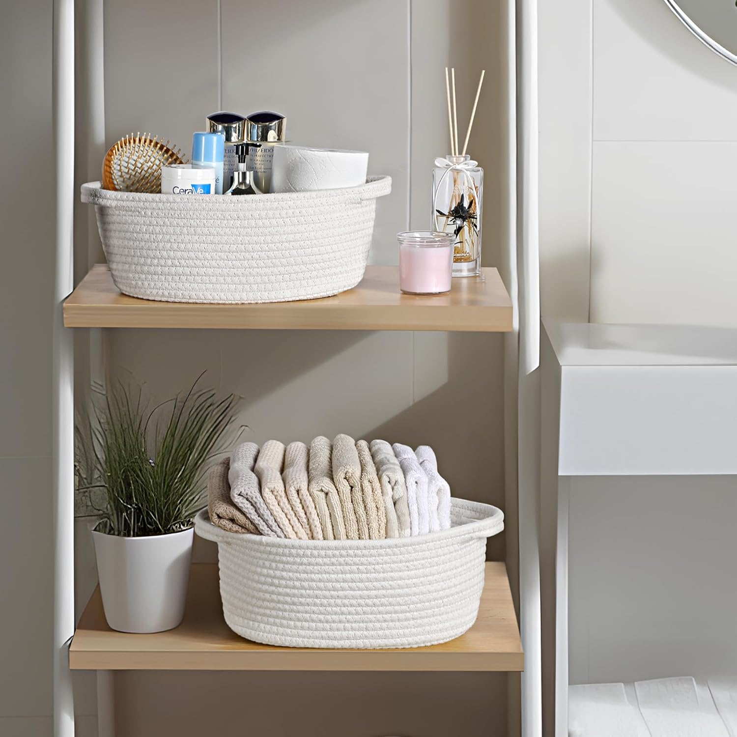 4 Pack Small Woven Basket with Handles, All 12