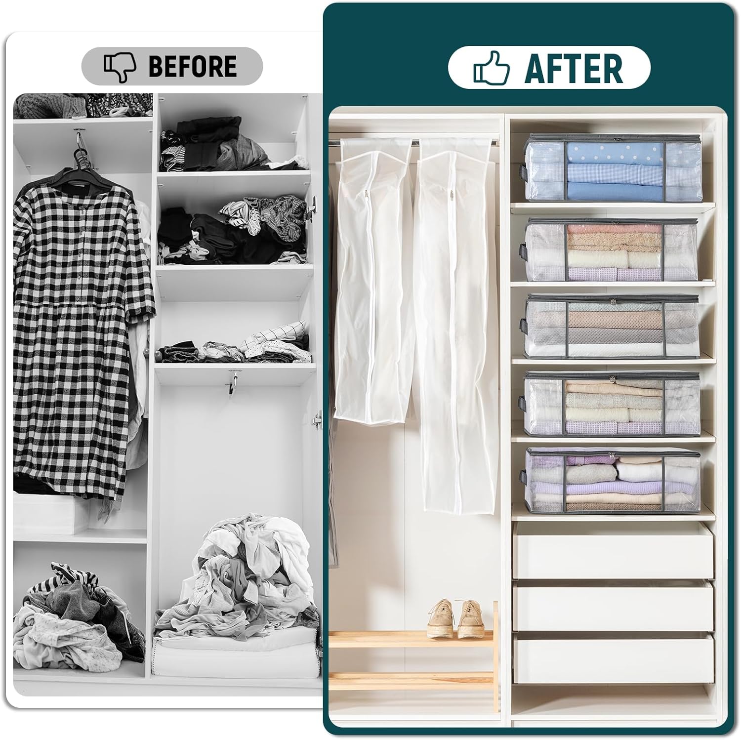 3-Pack Clothes Storage Bags-35L, 2 Pack Clear Garment Bags-40'' Long - - Image 4