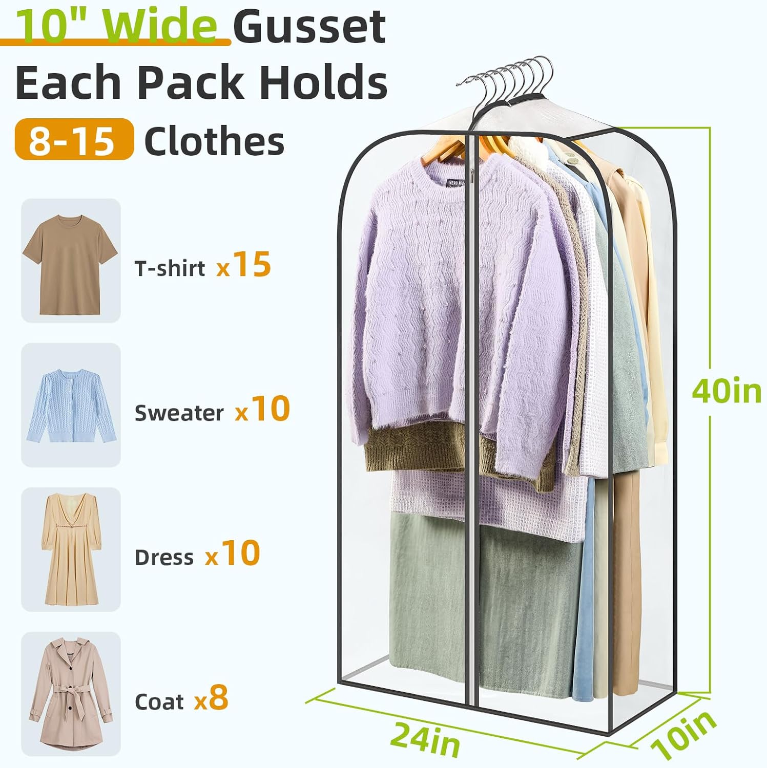 2 Packs Under Bed Storage Containers Bins-55L, 6 Pack Clear Garment Bags-40'' Long - - Image 3