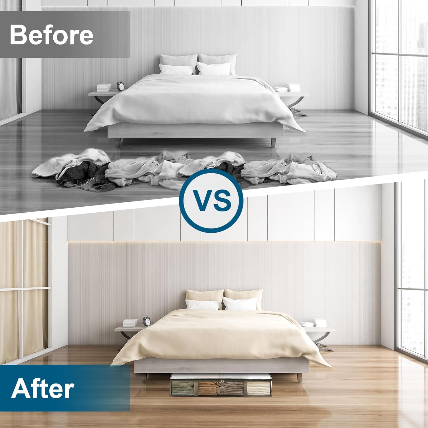 2 Packs Under Bed Storage Containers Bins-55L, 6 Pack Clear Garment Bags-40'' Long - - Image 4