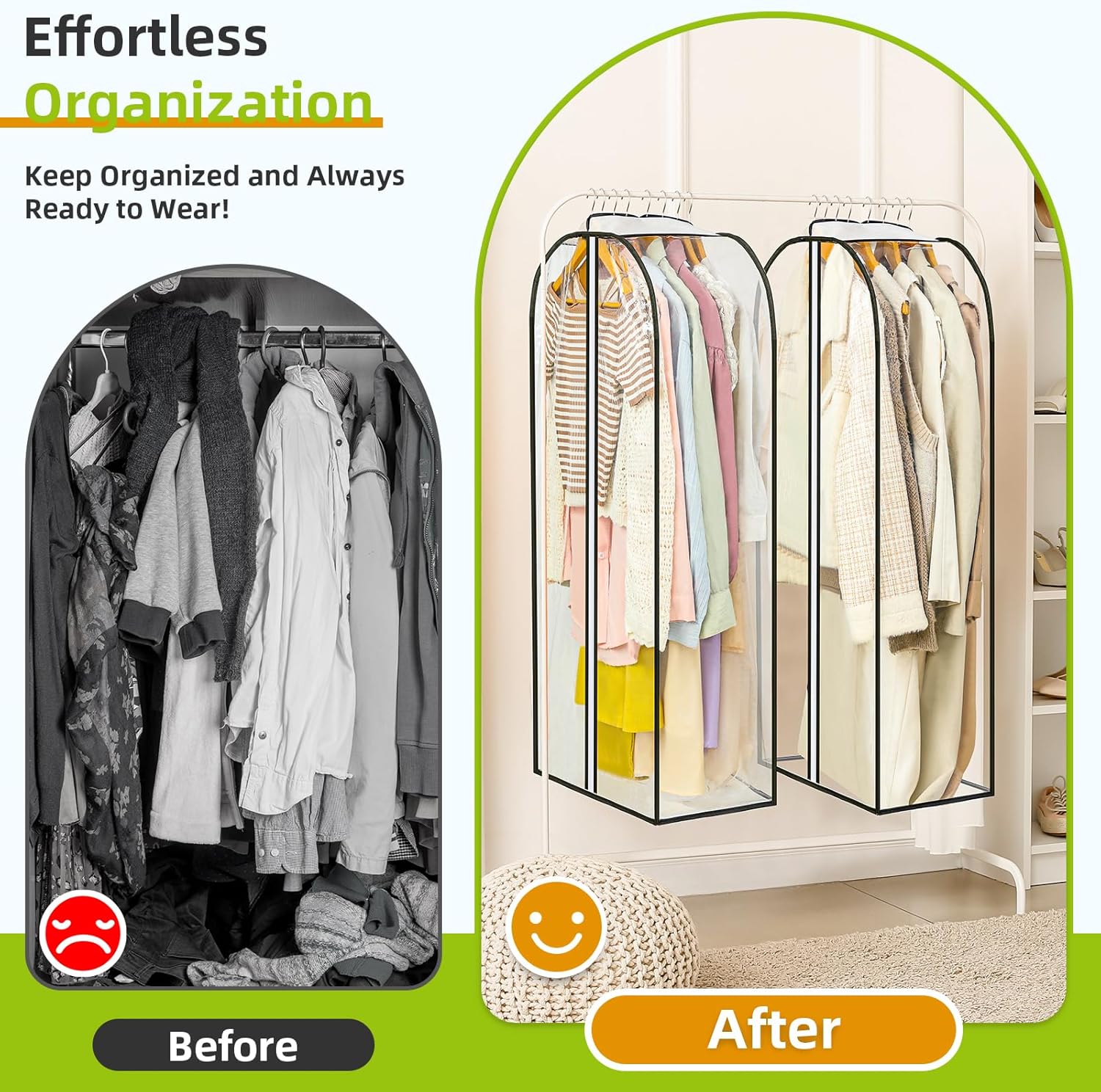 2 Packs Under Bed Storage Containers Bins-55L, 6 Pack Clear Garment Bags-40'' Long - - Image 5
