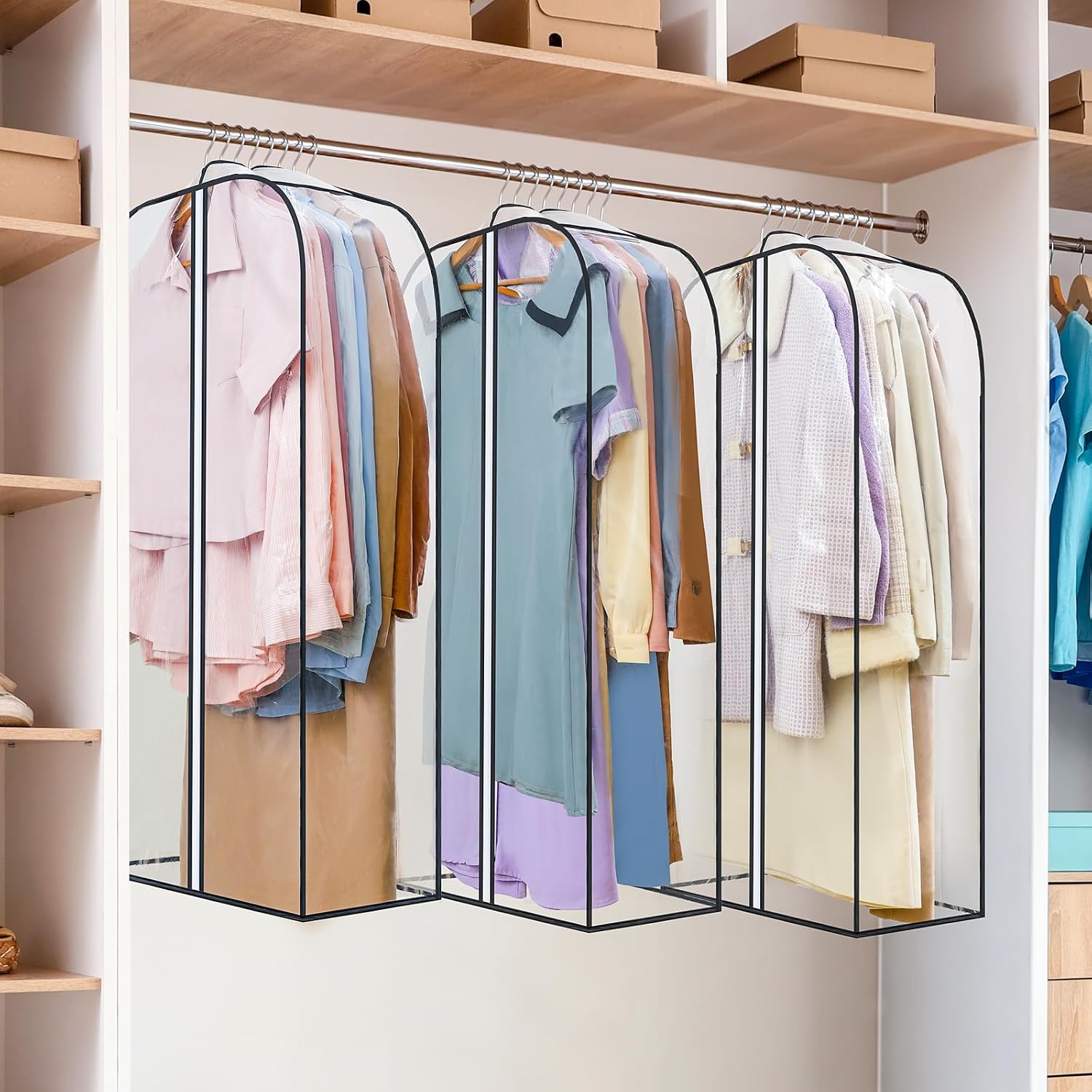 2 Packs Under Bed Storage Containers Bins-55L, 6 Pack Clear Garment Bags-40'' Long - - Image 7