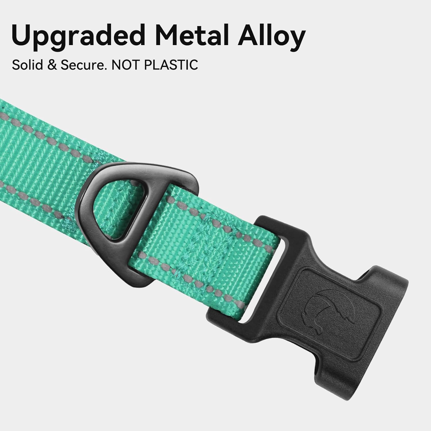 Reflective Dog Collar, Soft Neoprene Padded, Metal D-Ring, Nylon Pet Collar Adjustable for Large Dogs, Teal, L Teal (Pack of 1) - Image 3
