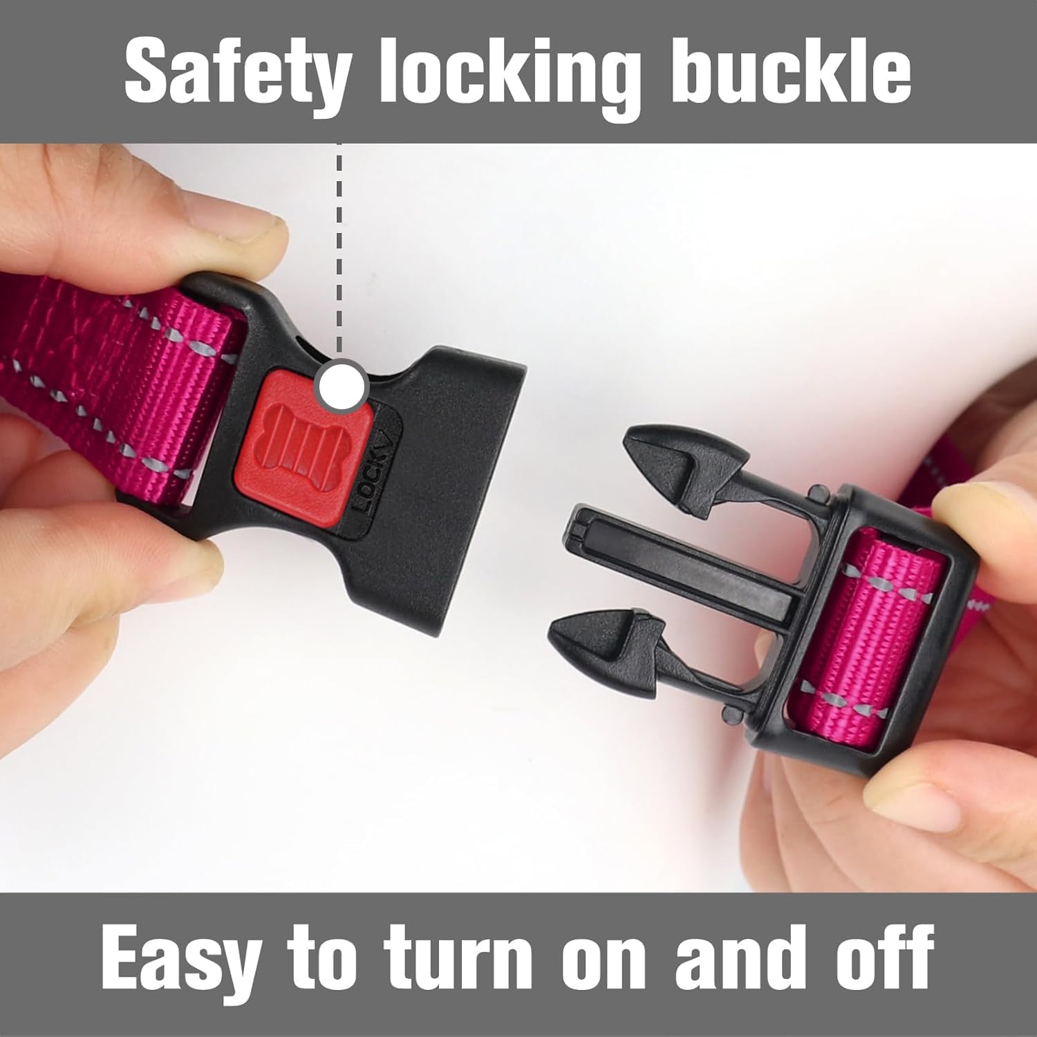 Martingale Collar for Dogs, Reflective Heavy Duty Safety, Quick Release Buckle, Adjustable Nylon Collars Medium Dogs Walking Training, Hotpink,M Hotpink M - Image 2