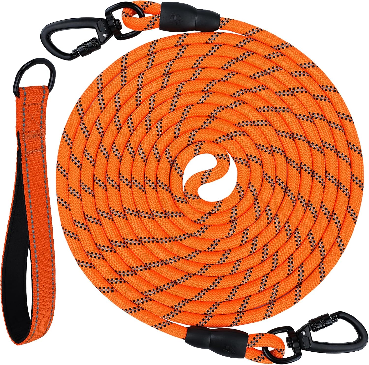 Long Leash for Dog with Removable Padded Handle, Heavy Duty Lead Large Medium Dogs,15FT/30FT/50FT/65FT Reflective Training Play, Camping, Backyard Tie Out, Orange, 30FT Orange - Image 1