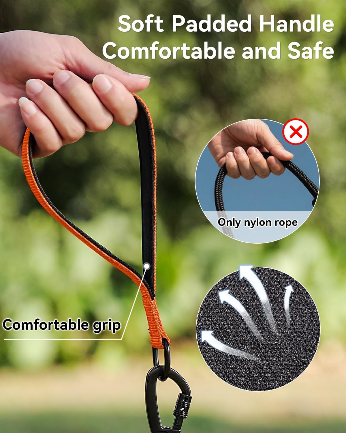 Long Leash for Dog with Removable Padded Handle, Heavy Duty Lead Large Medium Dogs,15FT/30FT/50FT/65FT Reflective Training Play, Camping, Backyard Tie Out, Orange, 30FT Orange - Image 3