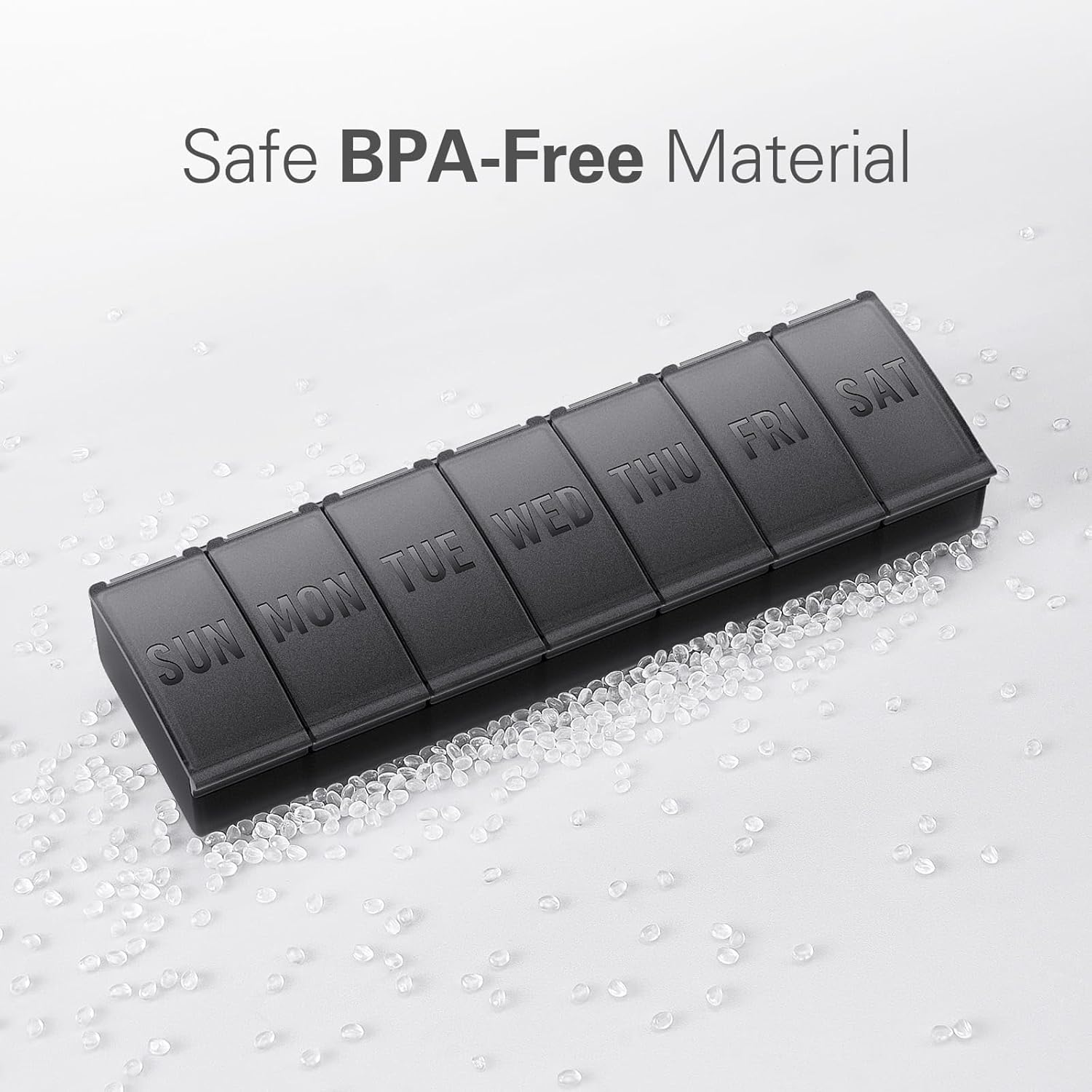 Pill Organizer Large, Weekly Medicine Organizers, 7 Day Pills Box Case Travel for Big Vitamin Supplements Fish Oil, Black - - Image 5