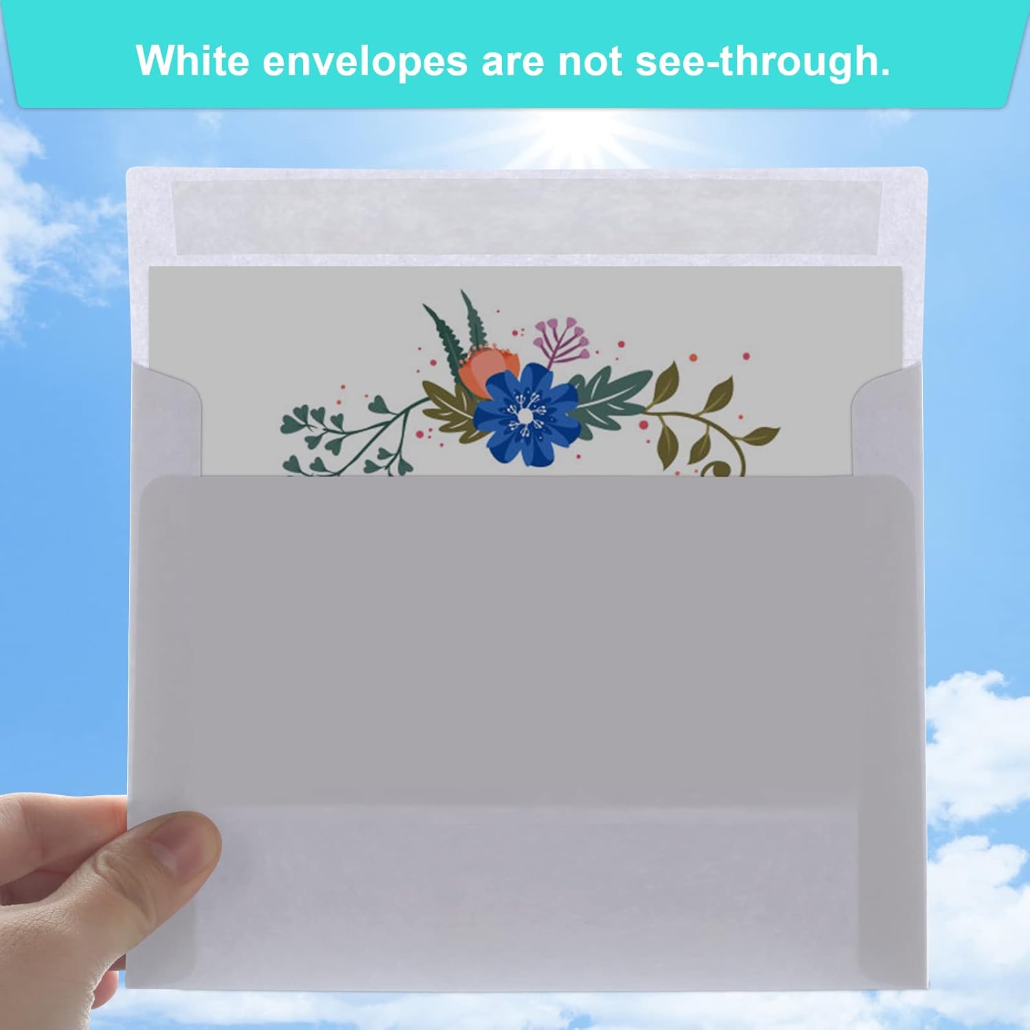 50 Packs 5x7 Envelopes, White A7 Envelopes for Invitations, Printable, Self Seal Weddings, Photos, Postcards, Greeting Cards, Mailing (5.25x7.25in) - Image 4