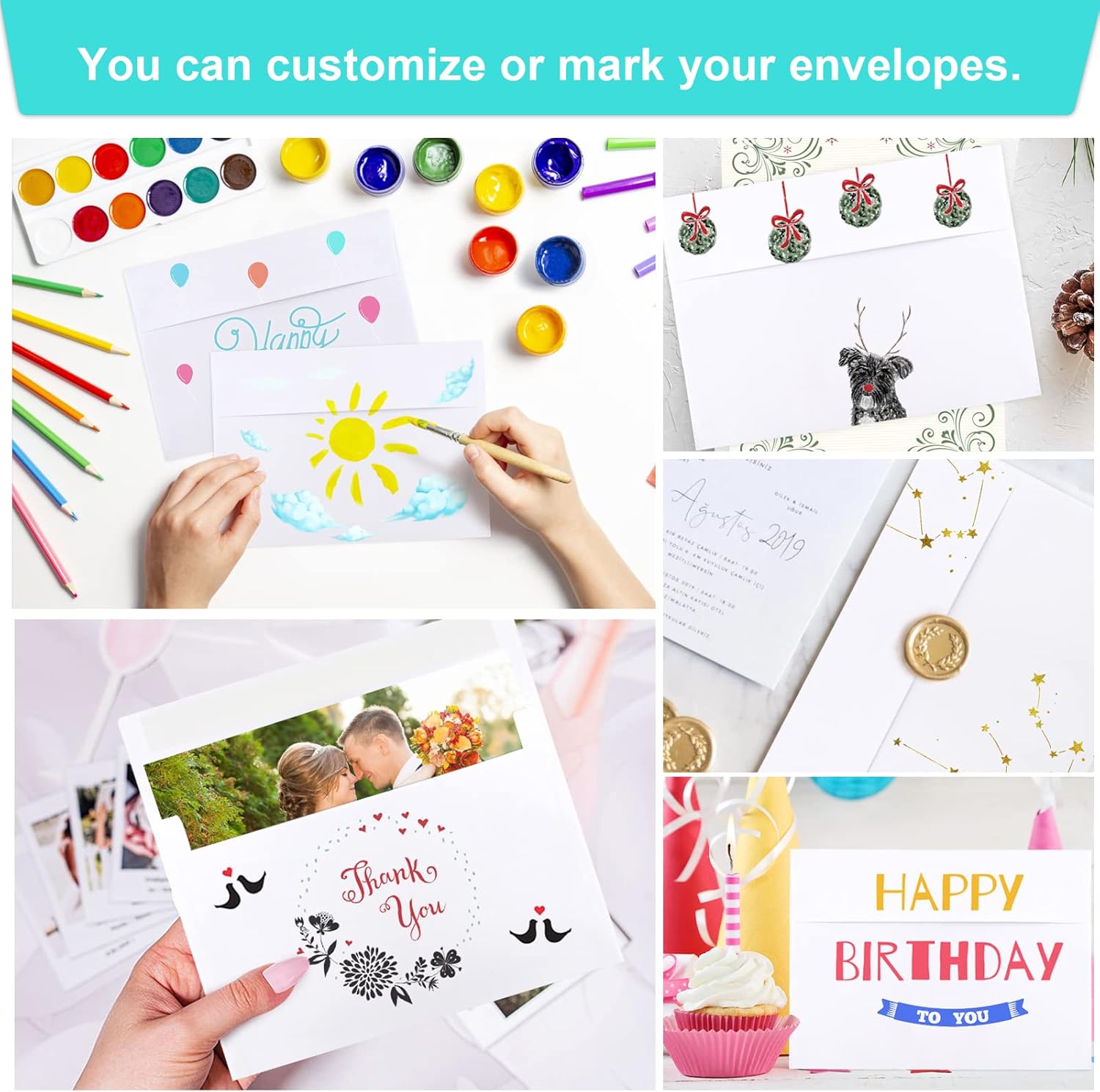 50 Packs 5x7 Envelopes, White A7 Envelopes for Invitations, Printable, Self Seal Weddings, Photos, Postcards, Greeting Cards, Mailing (5.25x7.25in) - Image 5