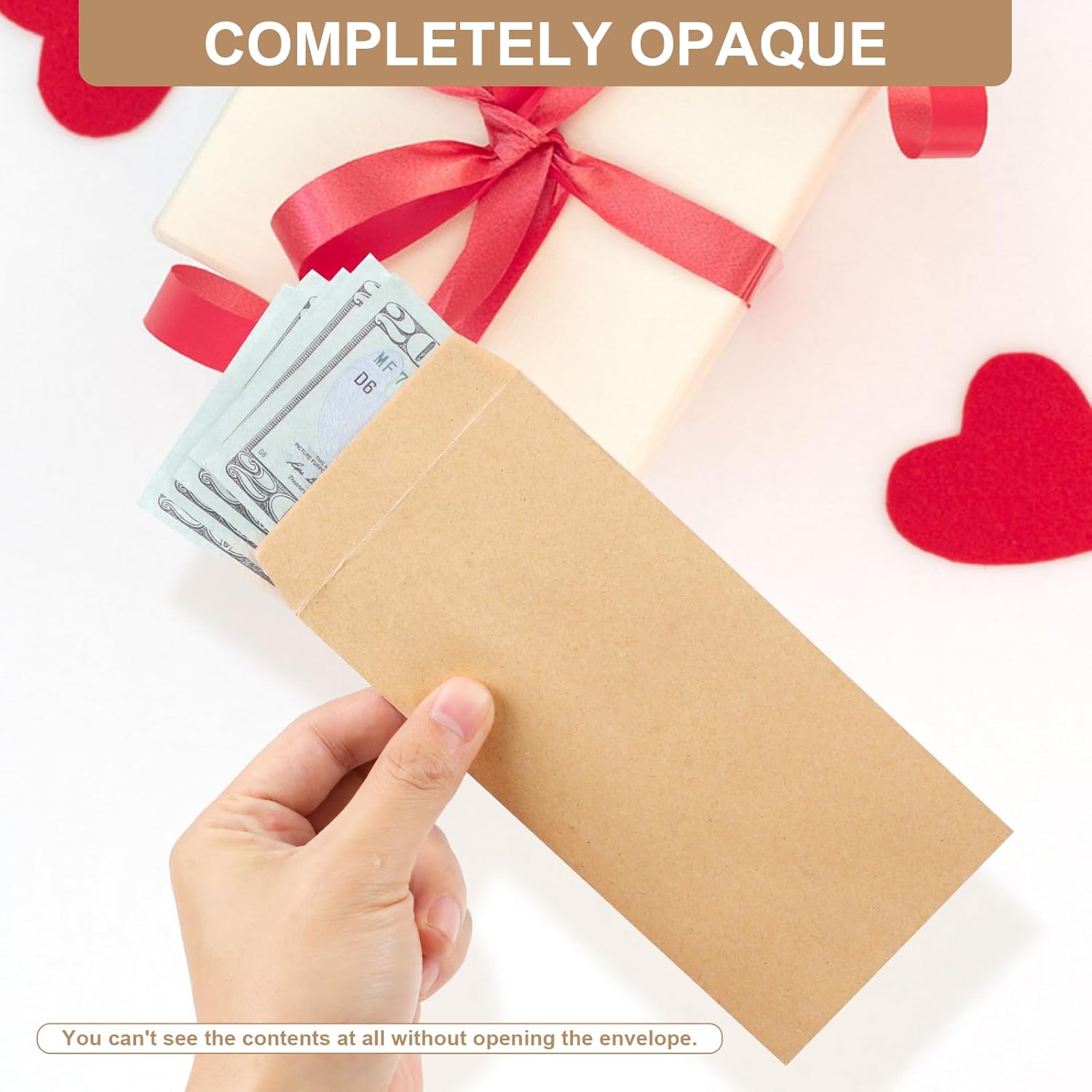 120 PCS Money Envelopes for Cash Kraft Paper, 6.5”x3.2” Small Self-Adhesive, Saving Challenge Coin Coin, Check, Budget, Item Organizer - 6.5