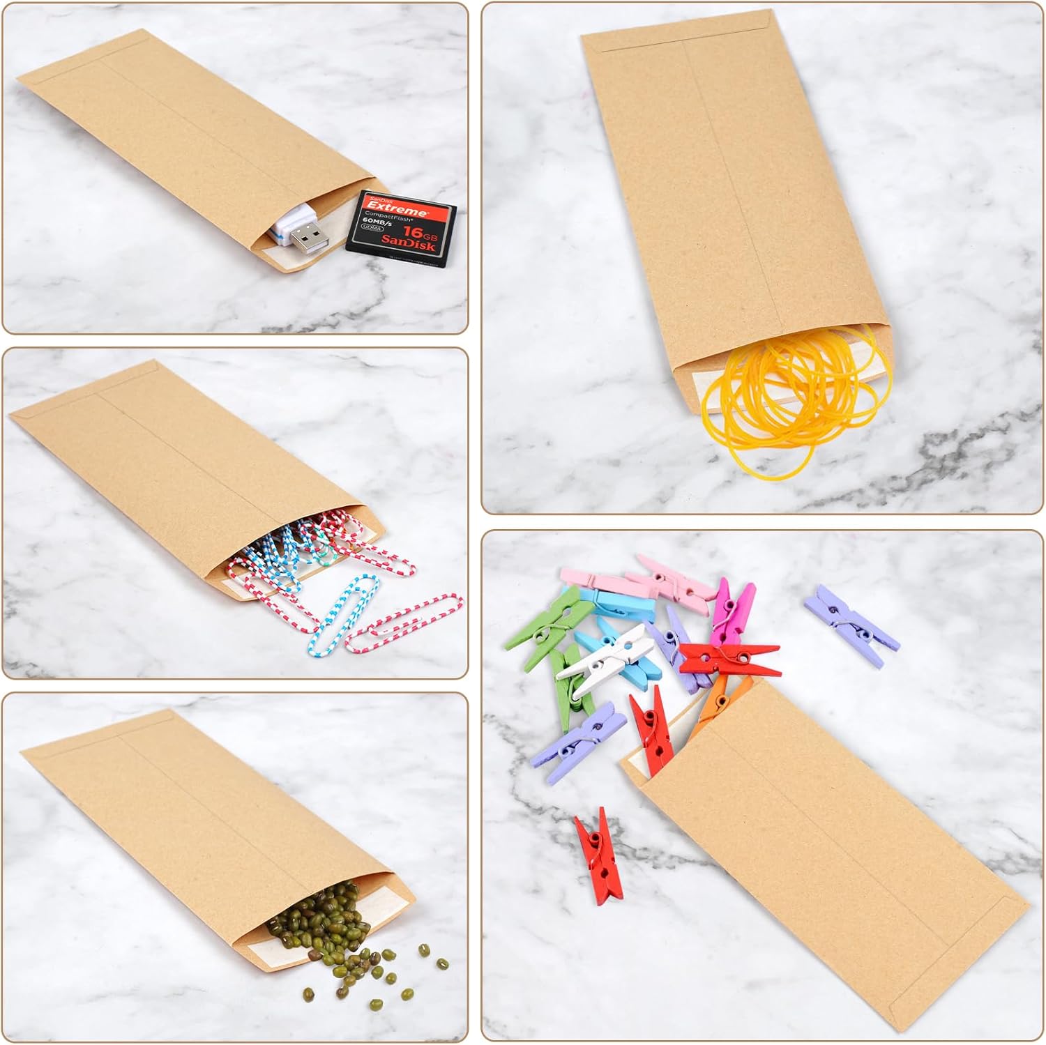 120 PCS Money Envelopes for Cash Kraft Paper, 6.5”x3.2” Small Self-Adhesive, Saving Challenge Coin Coin, Check, Budget, Item Organizer - 6.5