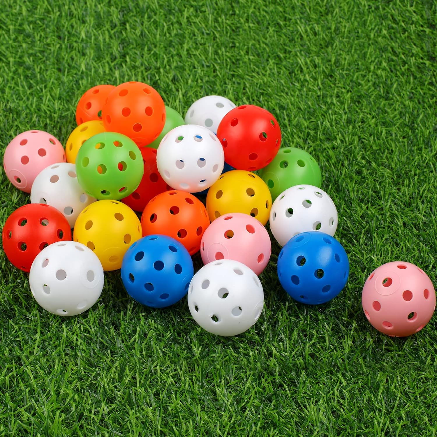 Practice Golf Balls 24 Pack, 42mm Plastic Balls, for Backyard, Training Swing Multicolor - - Image 1