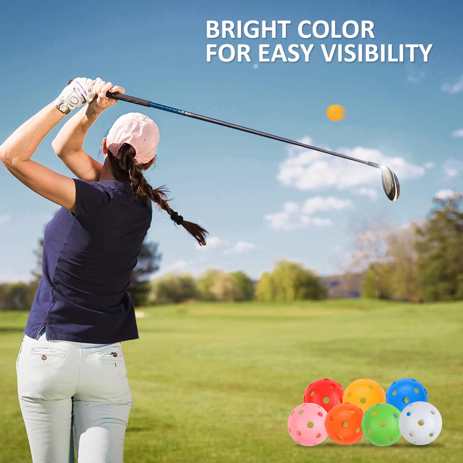 Practice Golf Balls 24 Pack, 42mm Plastic Balls, for Backyard, Training Swing Multicolor - - Image 5