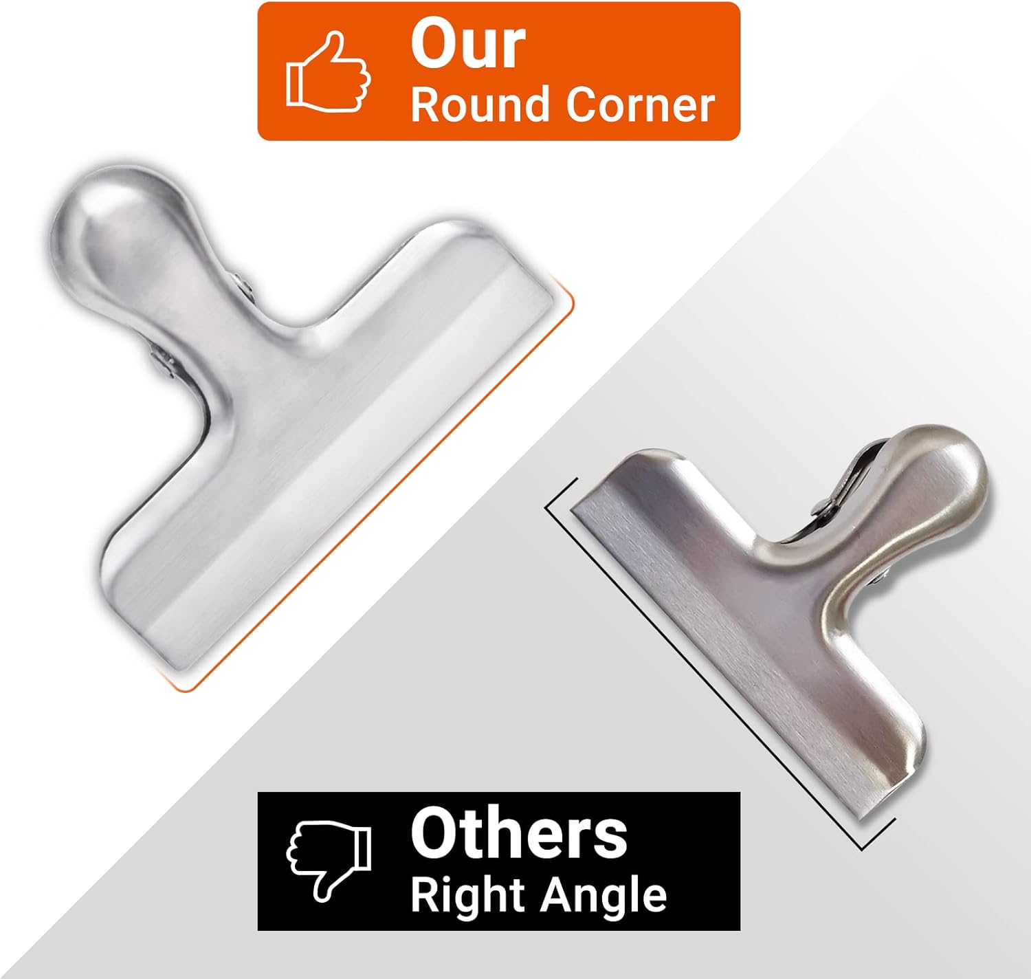 6 Pack Bag Clips, Stainless Steel Chip, Chip Clips Food Clip, Heavy Duty Air Tight Seal Kitchen Clip Snack Clamp Sliver Packs - Image 3