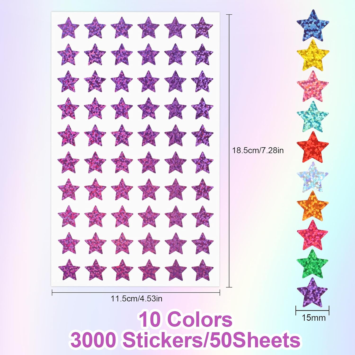 3000 PCS Star Stickers, 0.6