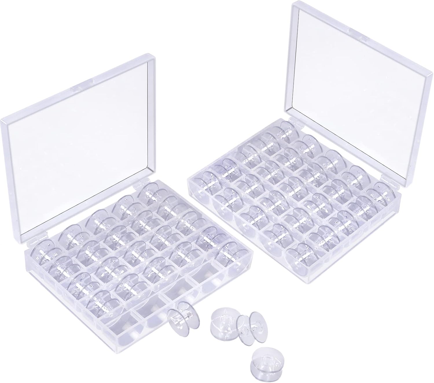 50 Pcs Bobbins, Plastic Bobbins for Brother Sewing Machine, with Bobbin Case, Sin-ger/Bro-Ther, Singer Machine - PCS - Image 1