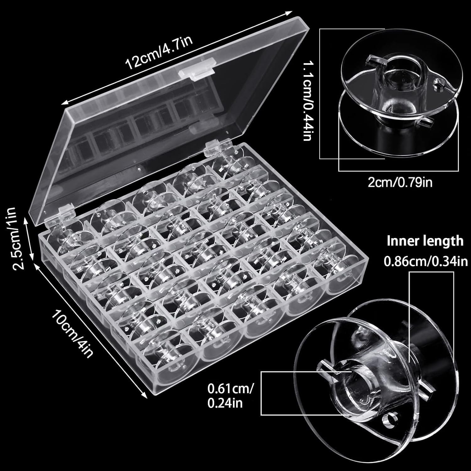 50 Pcs Bobbins, Plastic Bobbins for Brother Sewing Machine, with Bobbin Case, Sin-ger/Bro-Ther, Singer Machine - PCS - Image 2