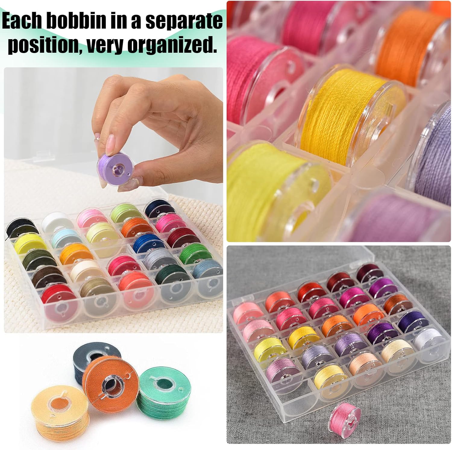 50 Pcs Bobbins, Plastic Bobbins for Brother Sewing Machine, with Bobbin Case, Sin-ger/Bro-Ther, Singer Machine - PCS - Image 5