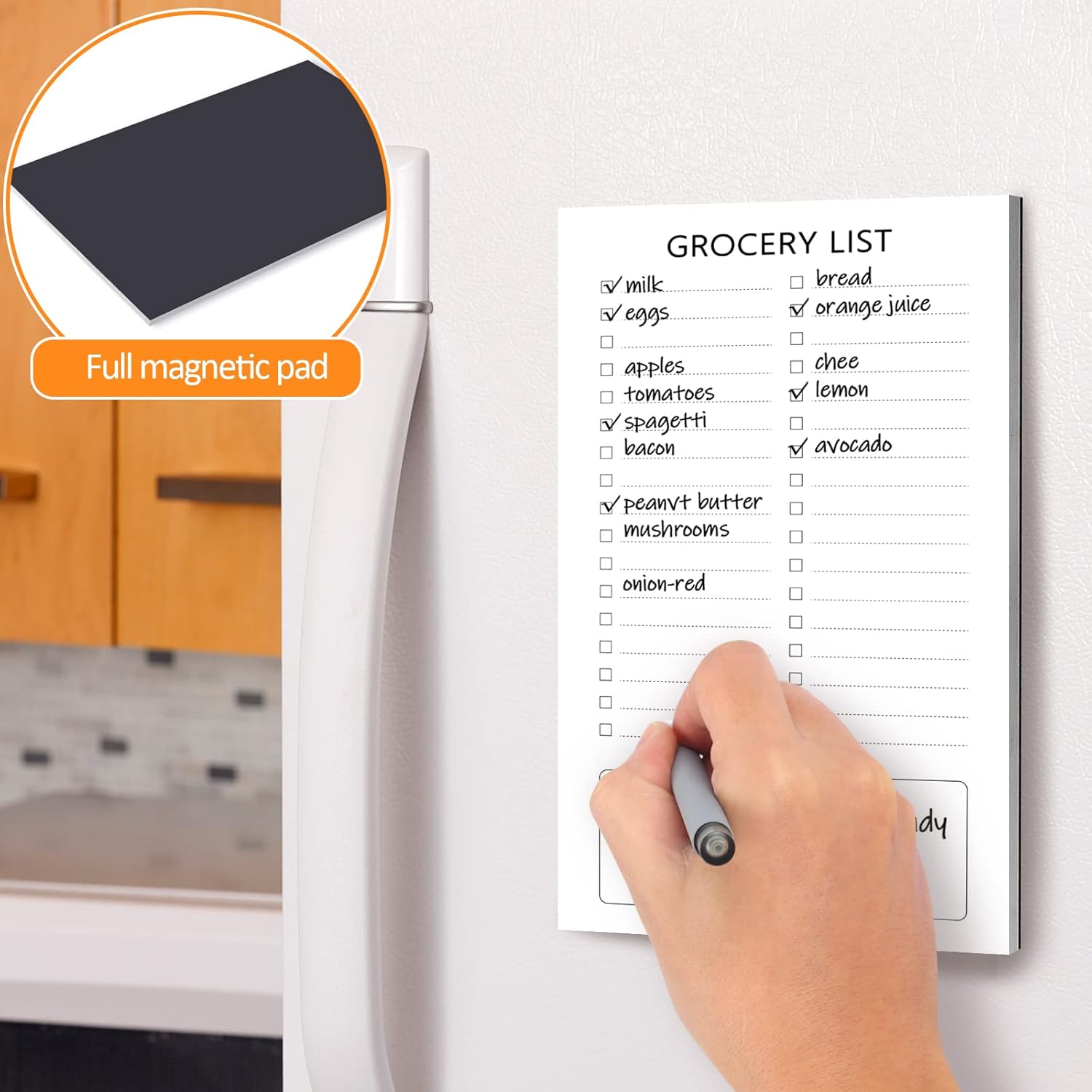 Grocery List Magnet Pad for Fridge, 2 Pack Magnetic Notepads Refrigerator, Full Back Shopping Lists, 60 Sheets Per Note Pads - - Image 5