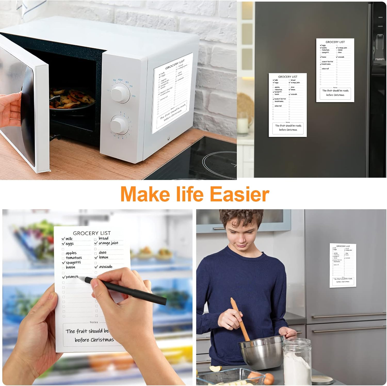 Grocery List Magnet Pad for Fridge, 2 Pack Magnetic Notepads Refrigerator, Full Back Shopping Lists, 60 Sheets Per Note Pads - - Image 6