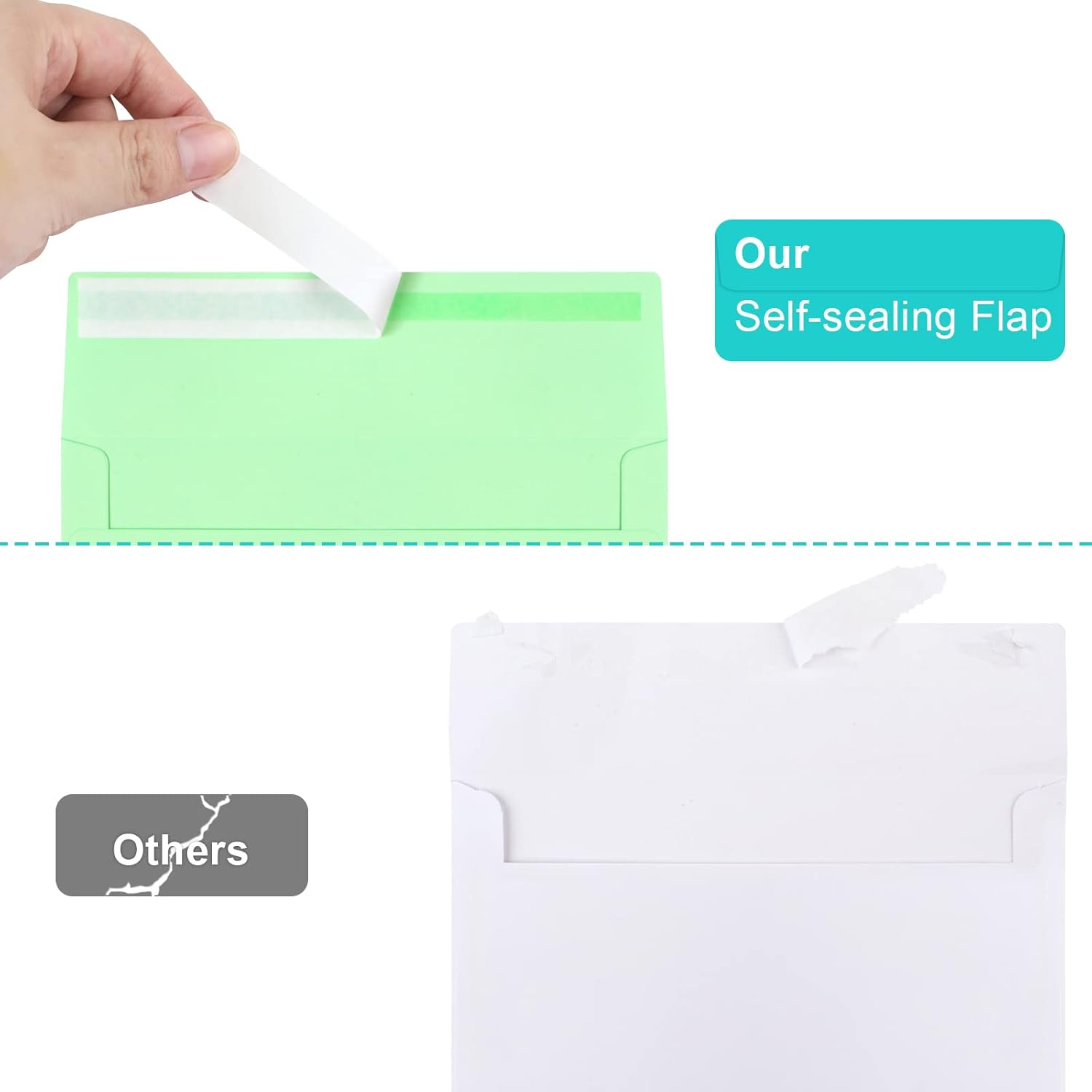 50 Pack Colored Envelope, 5x7 Envelopes, A7 Envelopes for Invitations, Printable Invitation Envelope Weddings, Photos, Postcards, Greeting Cards, Mailing - (5